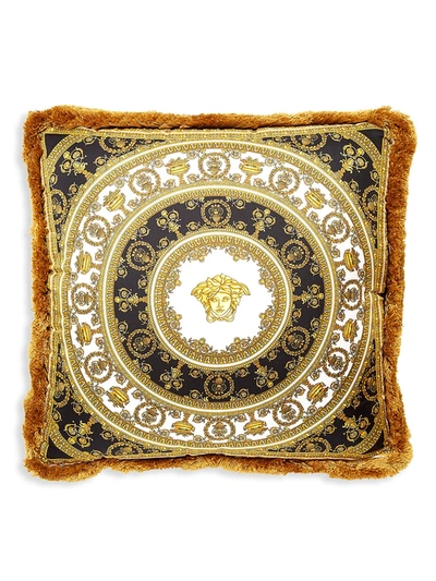 Versace I Heart Baroque Decorative Pillow, 18 X 18 In Gold/white