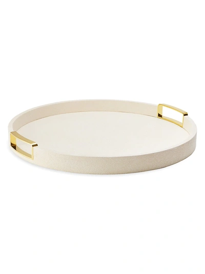 Aerin Medium Carina Shagreen Round Tray In Cream