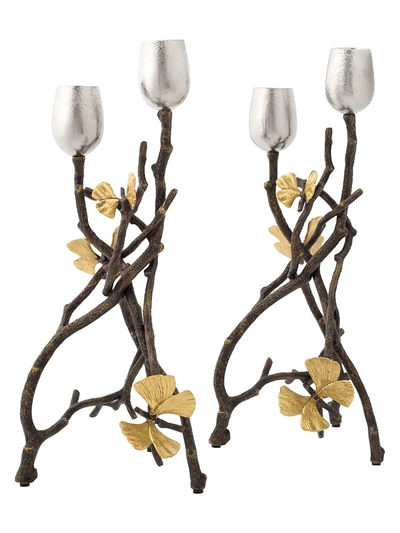 Michael Aram Butterfly Gingko 2-pc. Candle Holder Set In Black