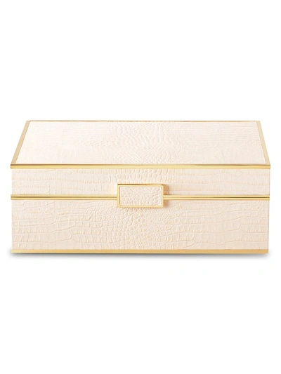 Aerin Crocodile-embossed Leather Jewelry Box In Bisque