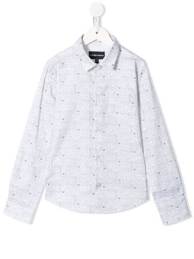 Emporio Armani Kids' Logo-print Cotton Shirt In White