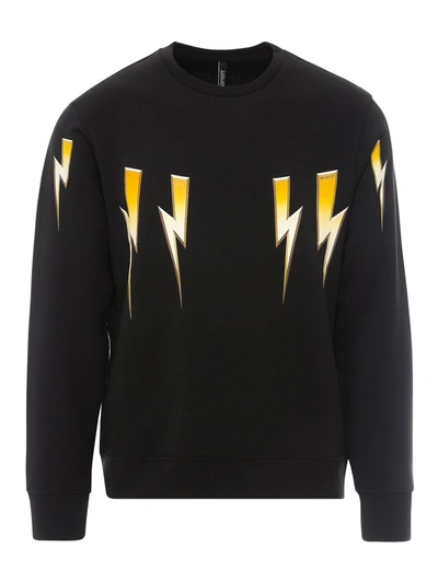 Neil Barrett Gold Thunderbolt Lightwe Sweatshirt In Black