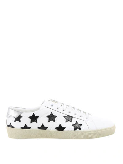 Saint Laurent Court Classic Star-print Sneakers In White