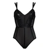 Something Wicked Women's Black Mia Leather & Mesh Bodysuit With Open Back In Open