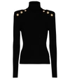 Balmain Button-embellished Ribbed-knit Jumper In Black