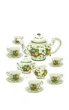 Moda Domus Fiorito By ; Hand-painted Ceramic Tea Service Set In Green