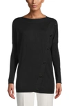 ANNE KLEIN COVERED BUTTON DETAIL TUNIC SWEATER,10777984