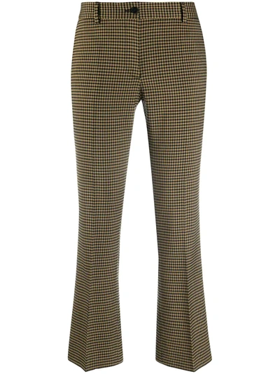 Alberto Biani Cropped Gingham Kickflare Trousers In Neutrals