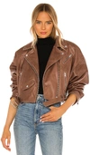 Lamarque Harper Leather Moto Jacket In Tan