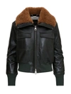 CHLOÉ LEATHER AVIATOR JACKET WITH SHEARLING COLLAR,11606181