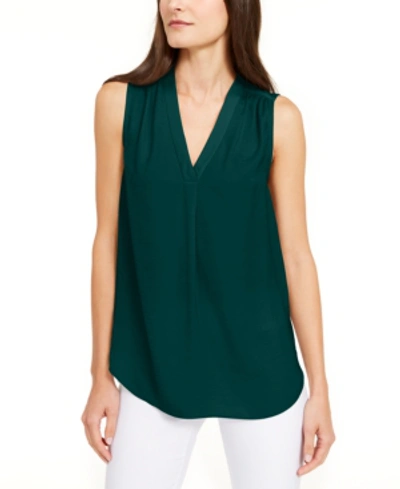 Alfani Satin V-neck Tank Top, Created For Macy's In Teal Motif