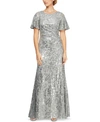 ALEX EVENINGS PETITE SEQUINNED FLORAL GOWN