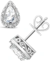 Macy's Gemstone And Diamond Accent Stud Earrings In Sterling Silver In White Topaz
