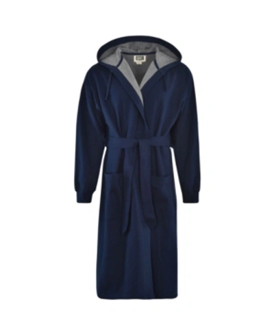 Hanes Platinum Hanes 1901 Men's Athletic Hooded Fleece Robe In Navy
