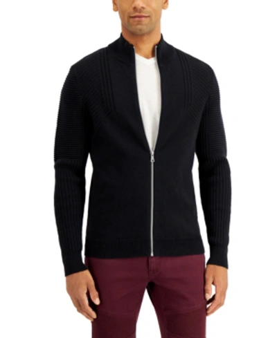 Inc International Concepts Men's Champ Zip Sweater, Created For Macy's In Deep Black