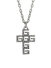 GUCCI YB130 G CUBE CRYSTAL & STERLING SILVER CROSS PENDANT NECKLACE,400011020015