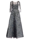 THEIA FLORAL BEADED ILLUSION GOWN,0400011303078