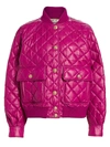 GUCCI WOMEN'S PADDED LEATHER QUILTED BOMBER JACKET,0400010981821