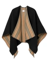 BURBERRY WOMEN'S ICON STRIPE TO SOLID WOOL CAPE,400011274738