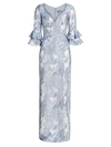 THEIA V-NECK FLORAL COLUMN GOWN,400011773385