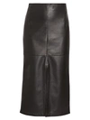 VICTORIA BECKHAM WOMEN'S FITTED BOX PLEAT LEATHER MIDI SKIRT,0400012062756