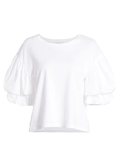 Joie Women's Bee Short Puff-sleeve Top In Clean White