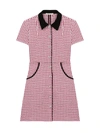 Maje Renatya Grosgrain-trimmed Cotton-blend Tweed Mini Dress In Pink