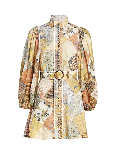 Zimmermann Brightside A-line Mini Dress In Batik Patch