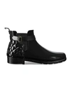 Hunter Refined Gloss Chelsea Quilted Rain Boots In Black