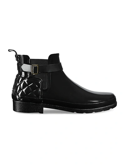 Hunter Refined Gloss Chelsea Quilted Rain Boots In Black