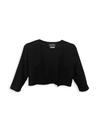 Un Deux Trois Kids' Girl's Cropped Bolero Jacket In Black