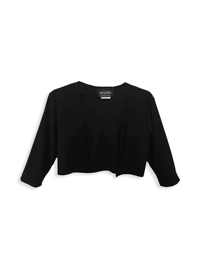 Un Deux Trois Kids' Girl's Cropped Bolero Jacket In Black