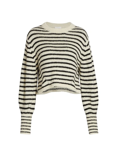 Eleven Six Kara Stripe Knit Sweater In Ivory + Black Stripe