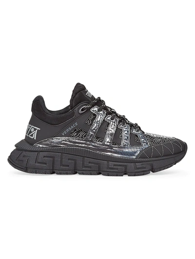 Versace Trigreca Sneakers In Black Synthetic Fibers