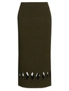 VICTORIA BECKHAM RIBBED WOOL-BLEND DIAMOND CUTOUT PENCIL SKIRT,400012982730