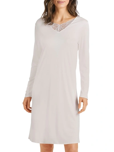 Hanro Dorea Long-sleeve Cotton Nightgown In Rosewater