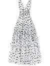 Dolce & Gabbana Long Dress In Flocked Polka-dot Print Tulle In White