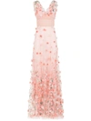 DOLCE & GABBANA FLOWER-EMBROIDERED TULLE LONG DRESS