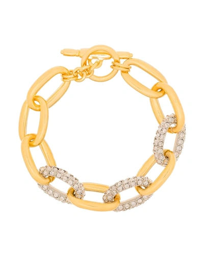 Kenneth Jay Lane Gold Tone Crystal Chain Link Bracelet