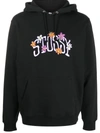 STUSSY FLORAL LOGO-EMBROIDERED HOODIE