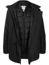 Woolrich Double Layered Hooded Coat In Black