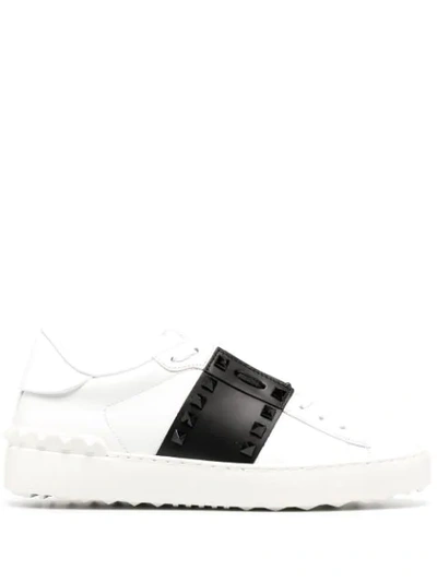 Valentino Garavani Valentino Calfskin Sneakers With Contrasting Bands And Rubber Studs In White