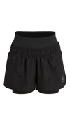 Adidas By Stella Mccartney Truepurpose Layered Perforated Recycled-shell And Stretch Shorts In Black