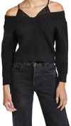 ALEXANDER WANG T BI-LAYER V NECK CABLE PULLOVER