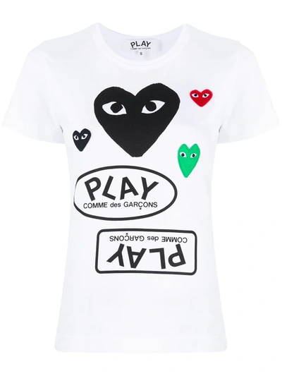 Comme Des Garçons Play Logo印花短袖t恤 In White
