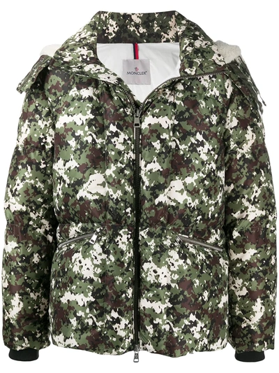 Moncler Blanc Camouflage-print Shell-down Jacket In Multi-colour