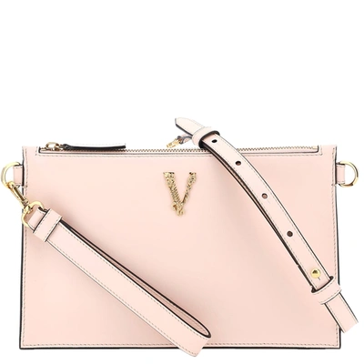 Pre-owned Versace Pink Rose Leather Virtus Clutch