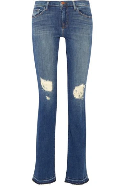 J Brand Brya Distressed Mid-rise Bootcut Jeans In Breathless