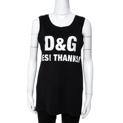 Pre-owned Dolce & Gabbana Black Slogan Print Cotton Tank Top S