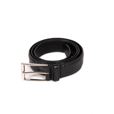 Pre-owned Gucci Ssima Belt Size 95 Cm In Black